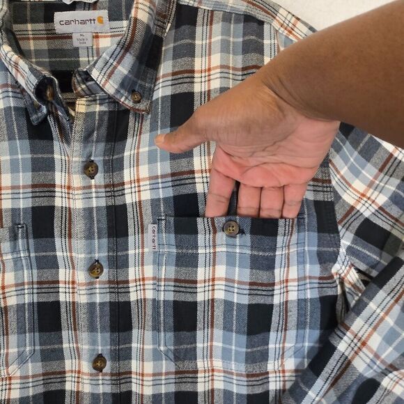 Carhartt Mens Relax Fit Rugged Fleece Camp Shirt Sz XL Hunting Houndstooth - Picture 3 of 9